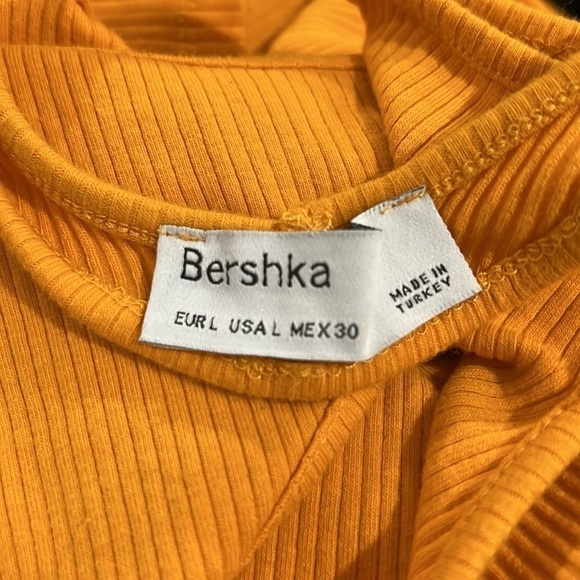 Bershka Fitted Long Sleeve Shirt Yellow - Picture 4 of 8